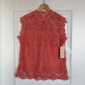 Nanette Lepore Terracotta Lace Blouse